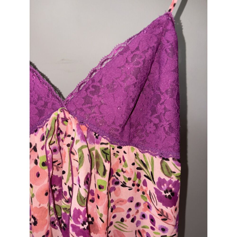 Y2K Floral Lace Chemise Slip Dress Nightgown Pink Purple | Small | NWOT - Picture 3 of 13